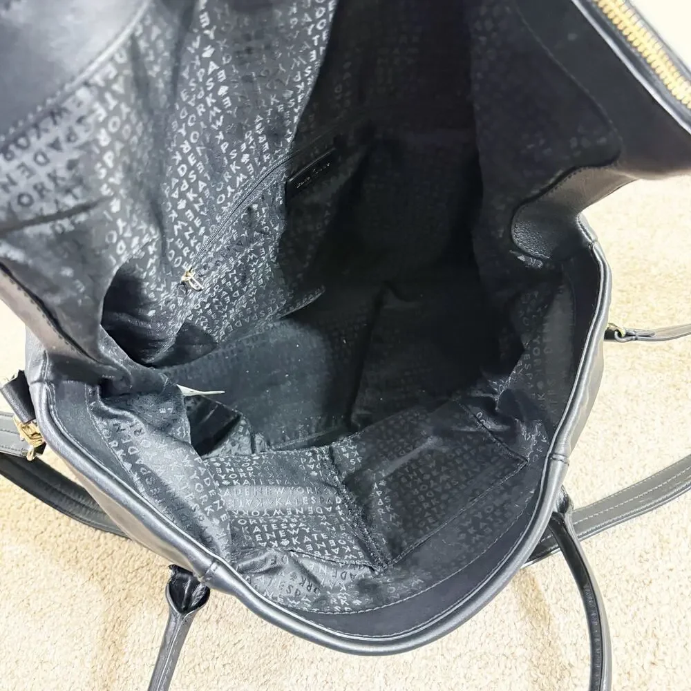 Kate Spade Black	Leather XL Satchel EUC Flap Closure Removable Crossbody Strap - Picture 6 of 7